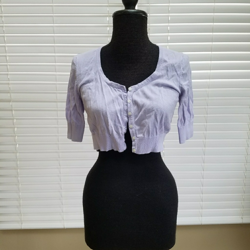 Crop top short sleeve sweater, lavender